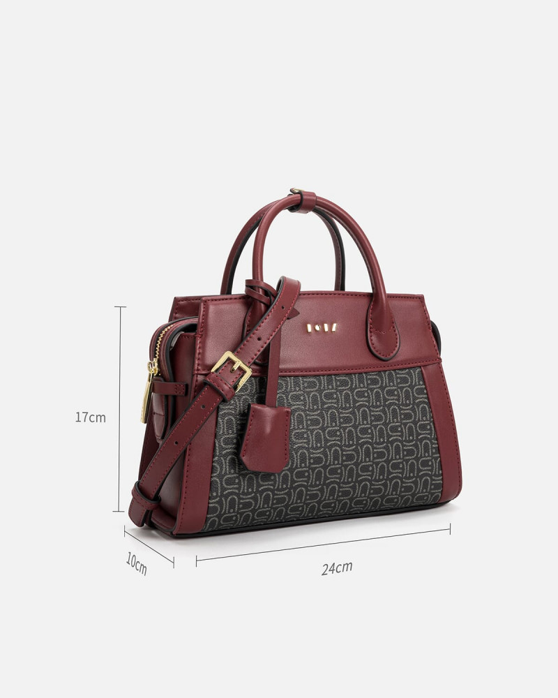 An elegant burgendy women's bag