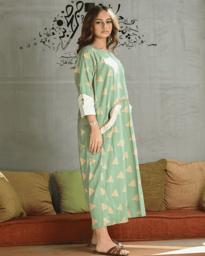 AlHanouf women's galabia in green Choose the size::(M)