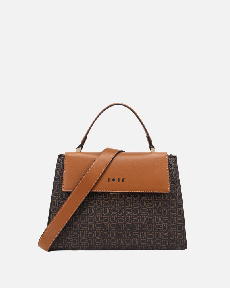 Brown women's bag with a modern design