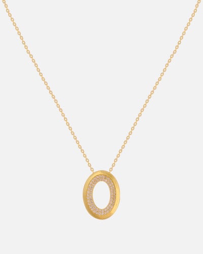 A silver women's necklace with an eye-catching golden color design