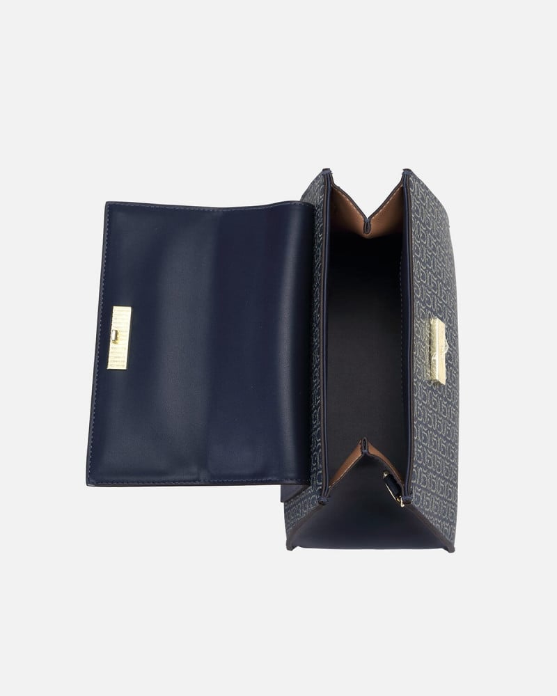 Blue women's bag with a modern design