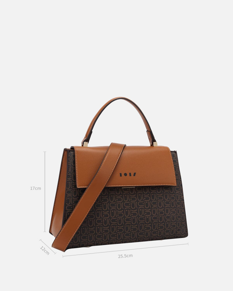 Brown women's bag with a modern design
