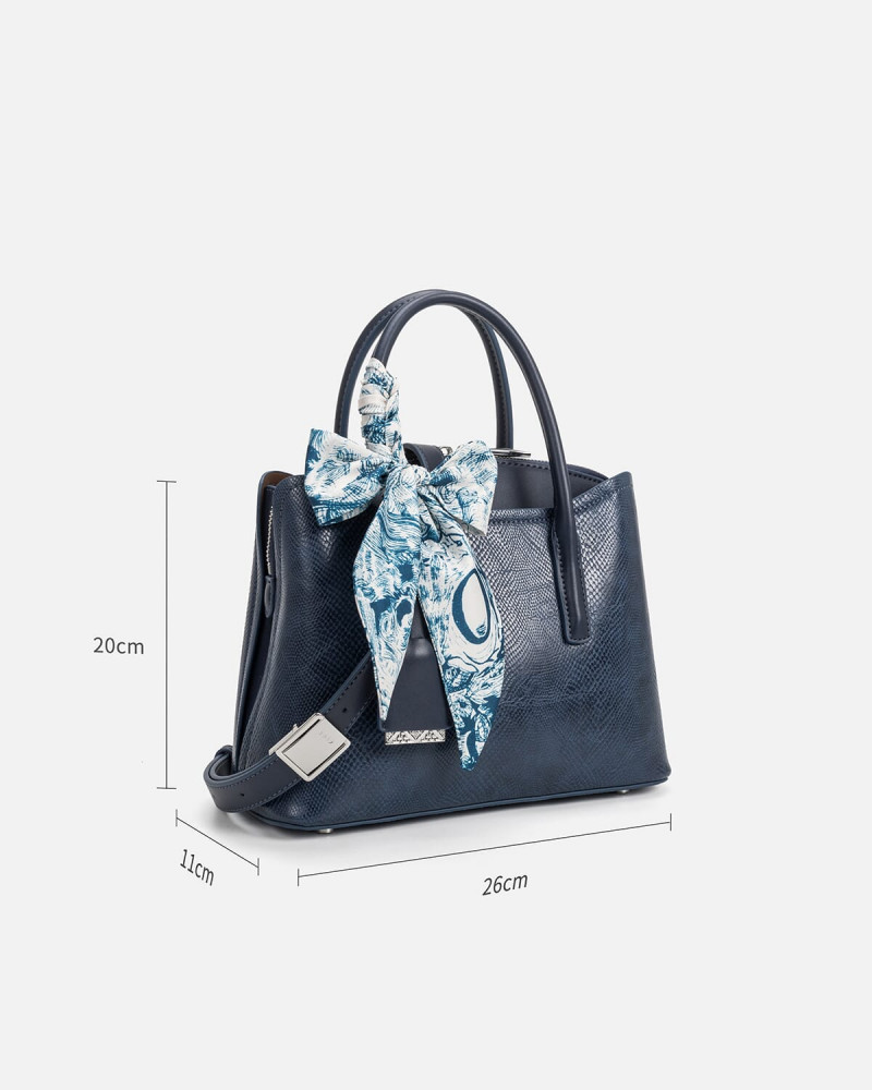 A women's bag of blue leather