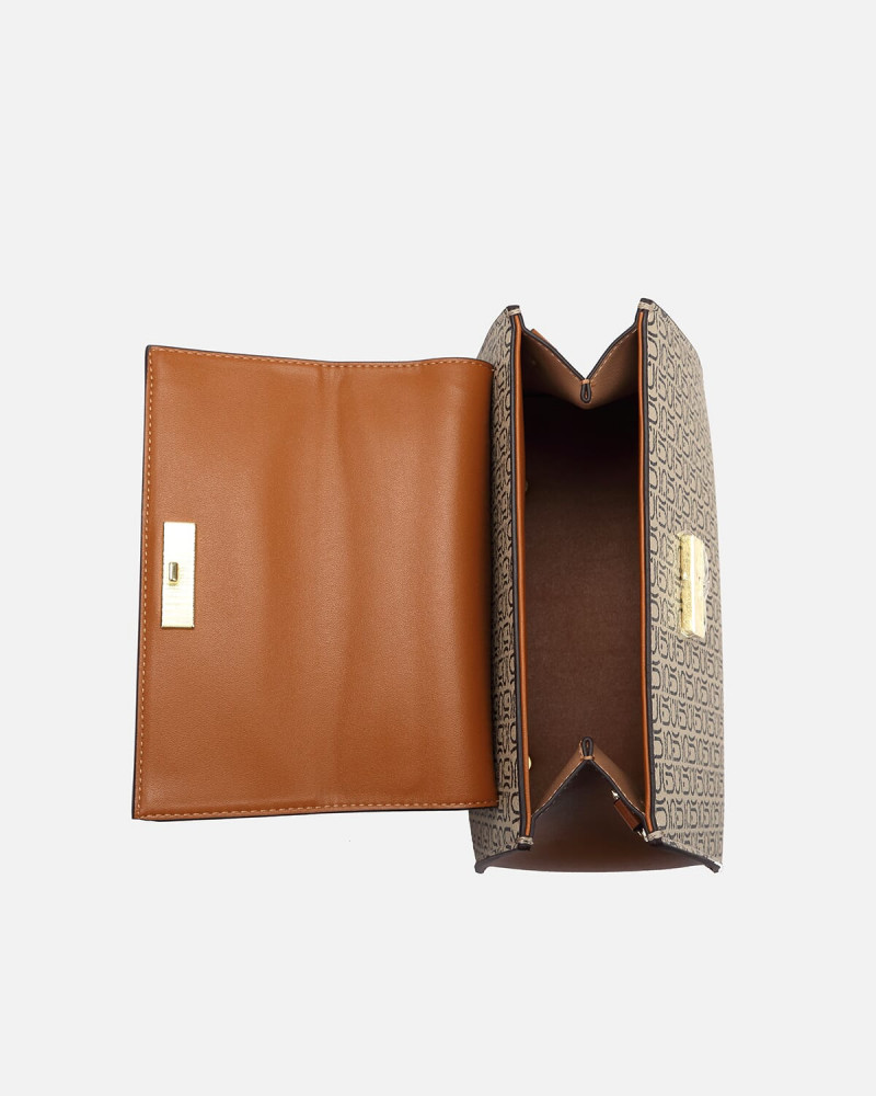 Brown women's bag with a modern design
