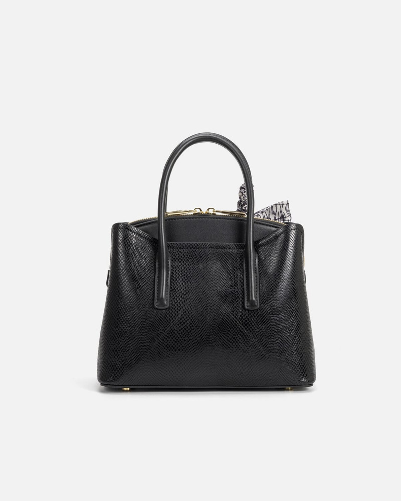 A women's bag of black leather