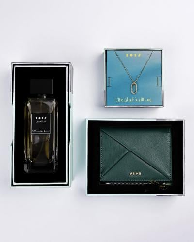 طقم هدايا نسائي محفظة وعطر وسلسال