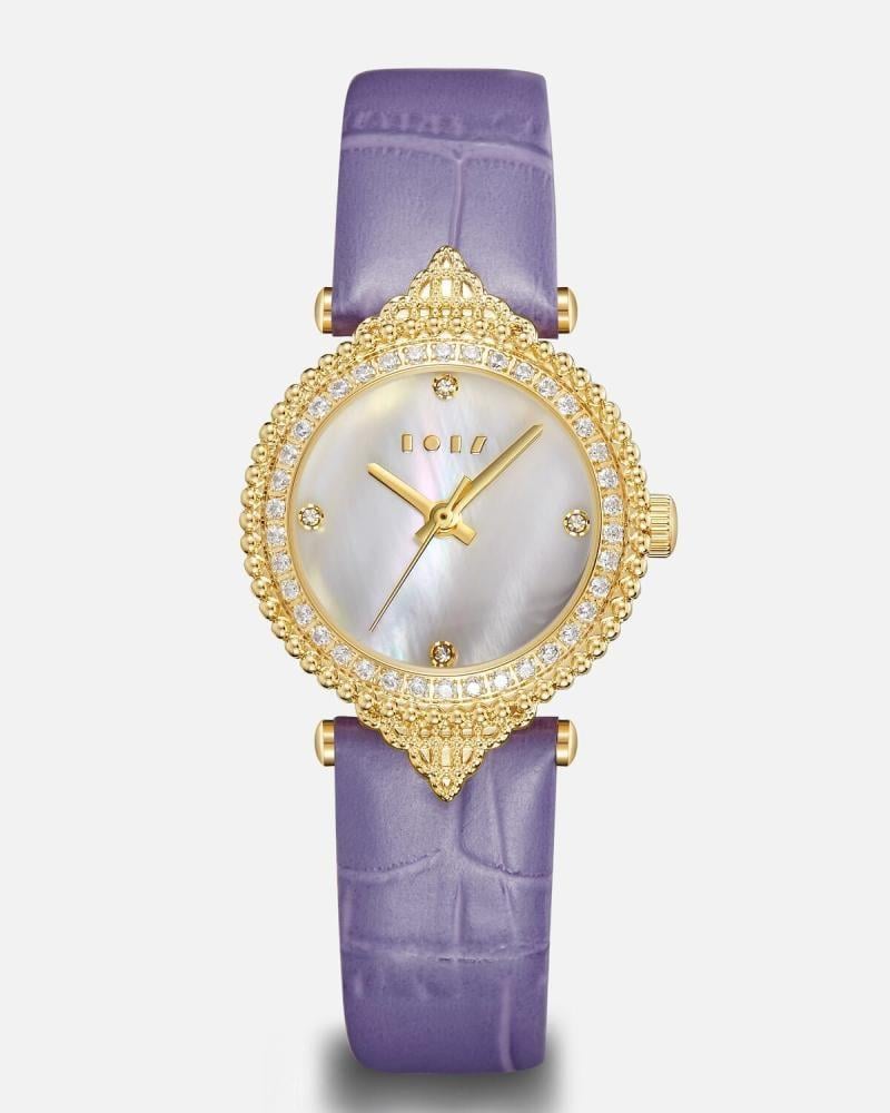 ساعة حنان من الجلد باللون الأرجواني