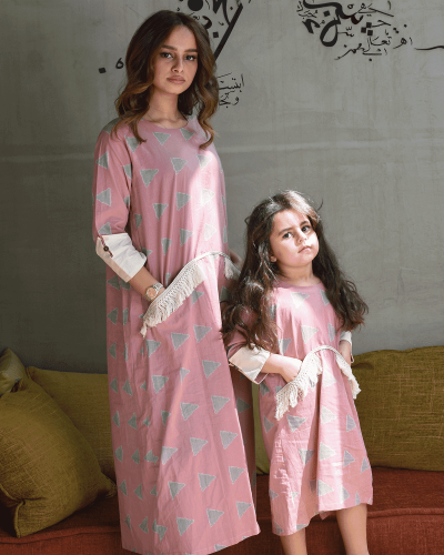 AlHanouf women's galabia in pink Choose the size::(S)