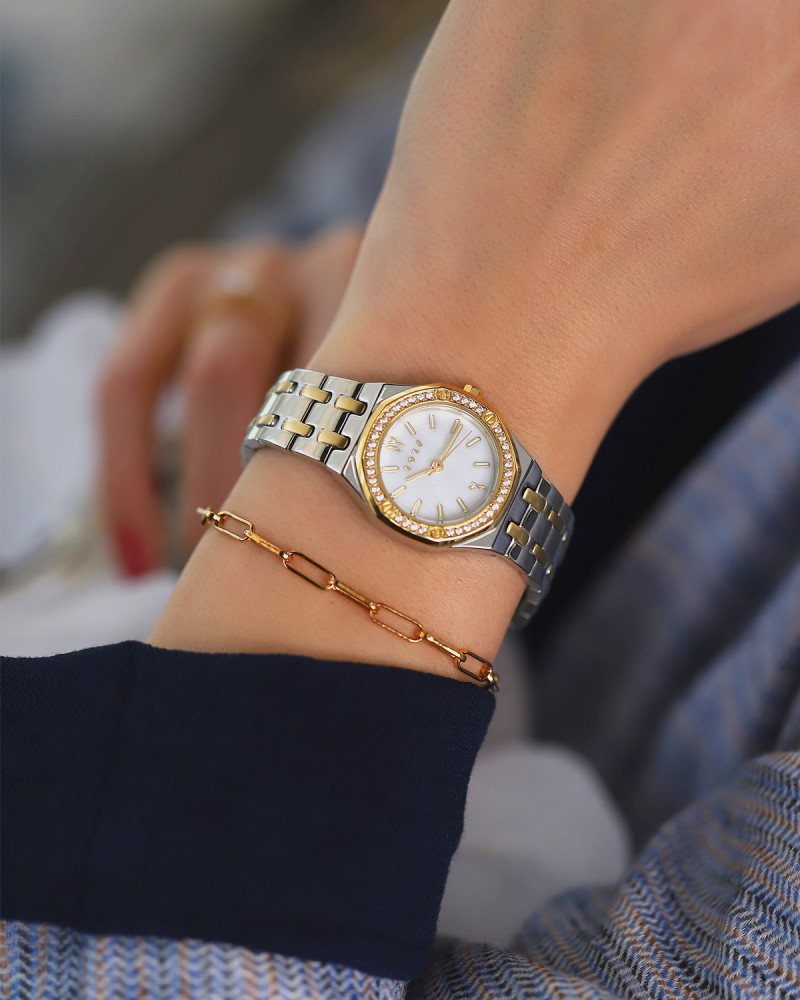 Alnarges watch for women in silver and golden color
