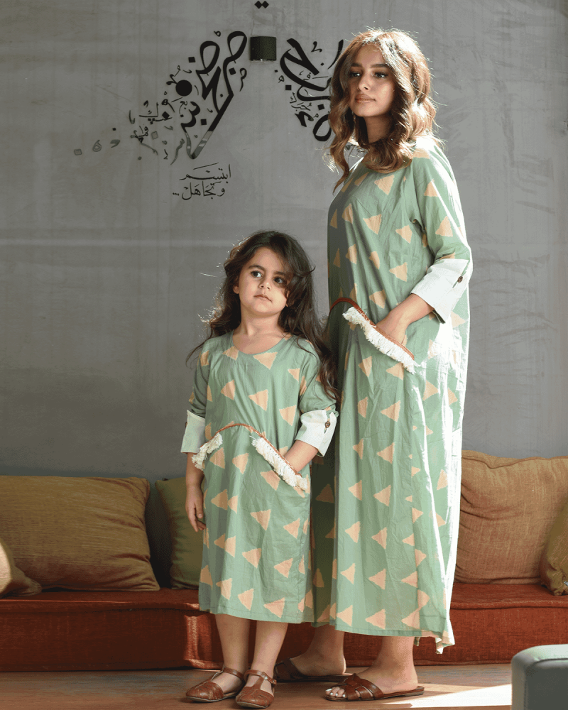 AlHanouf women's galabia in green Choose the size::(M)