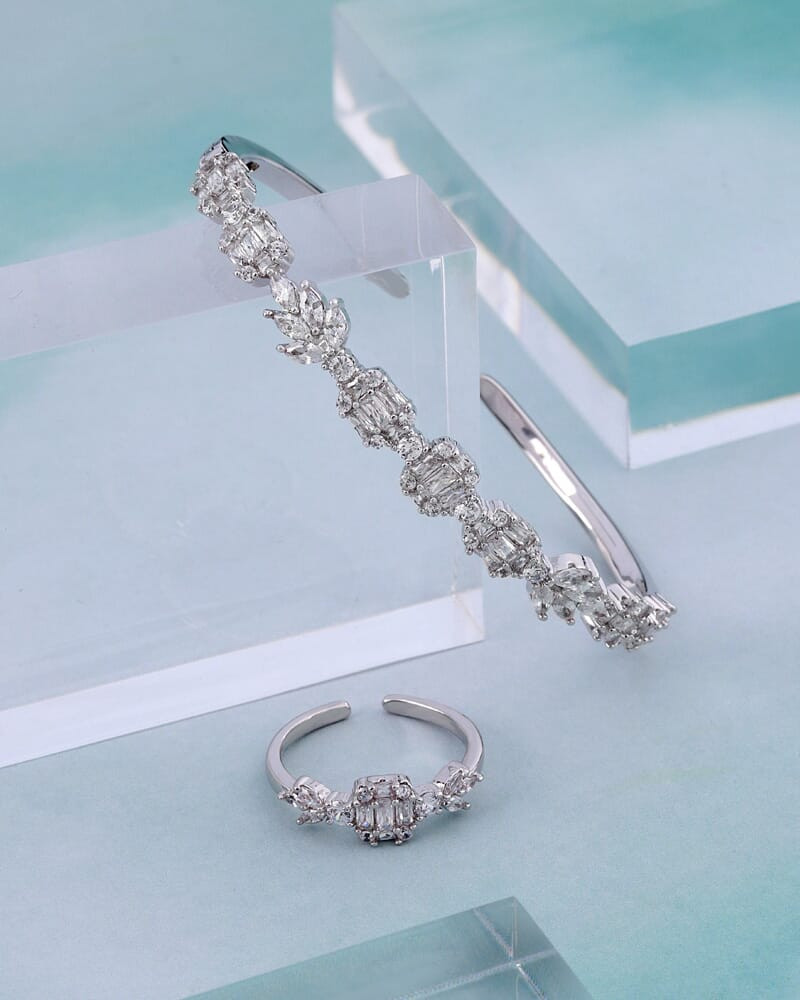 Silver color women's accessories set