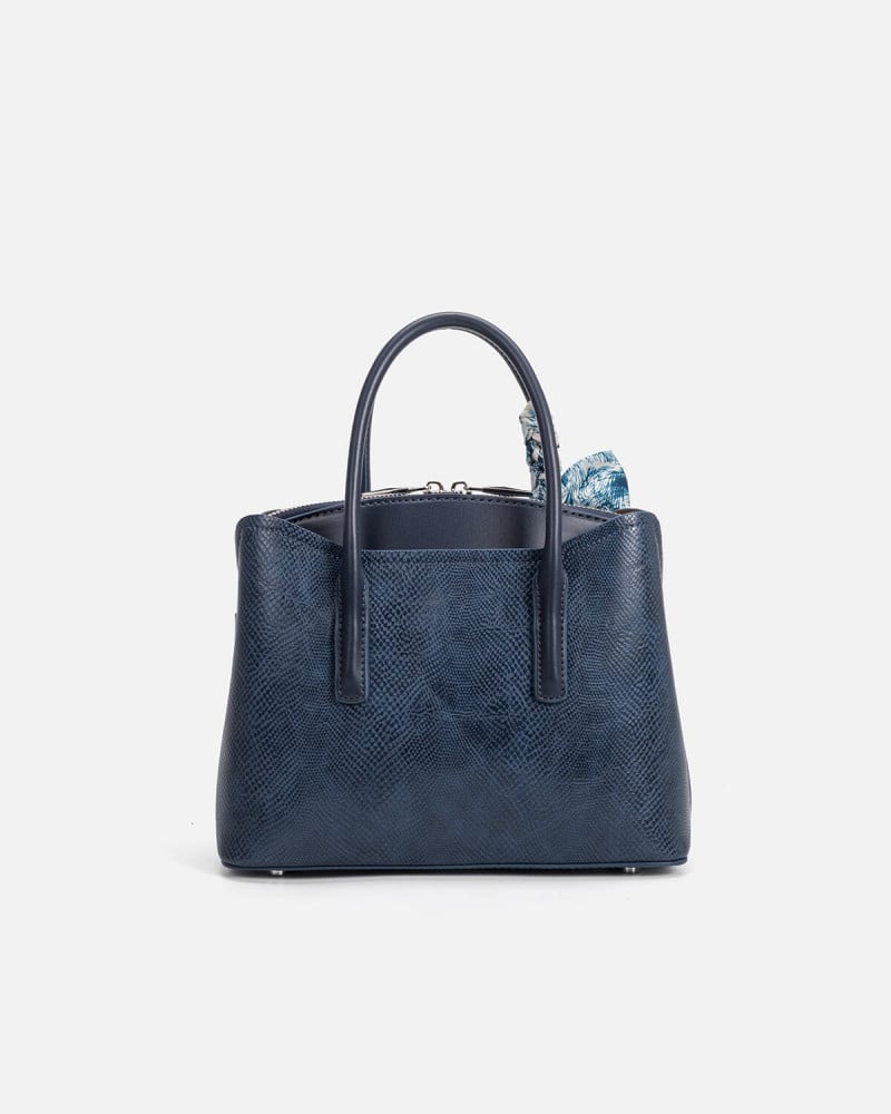 A women's bag of blue leather