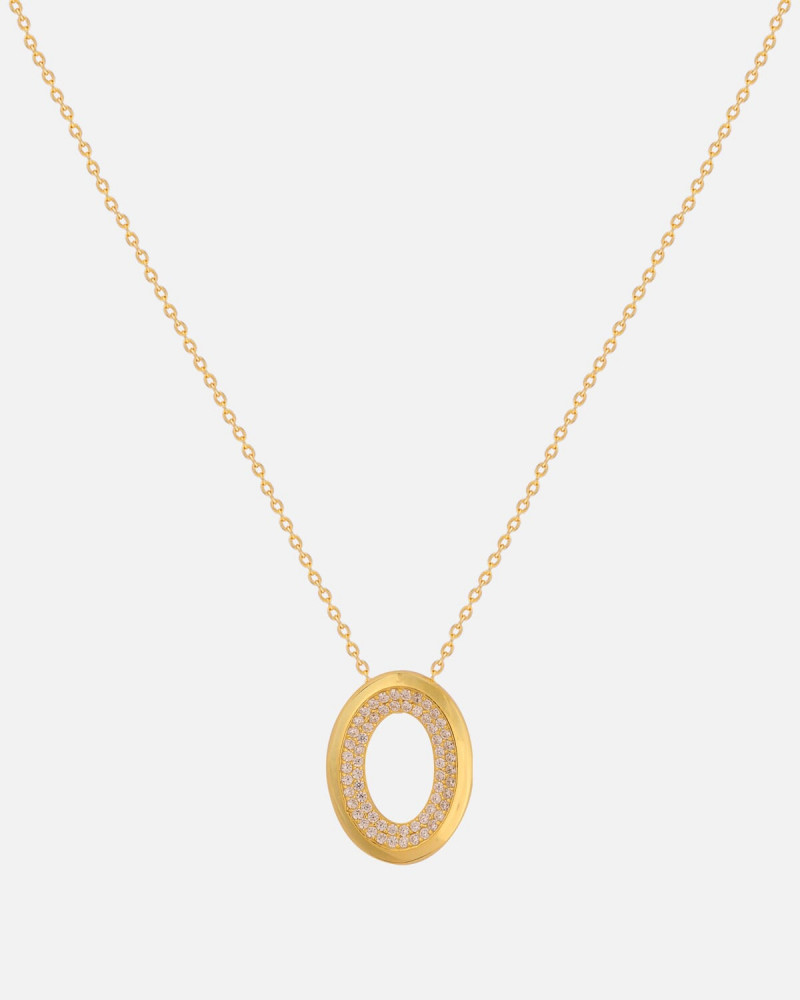 A silver women's necklace with an eye-catching golden color design