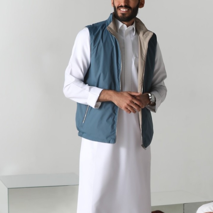 محلي - Blue Beige Reversible Vest