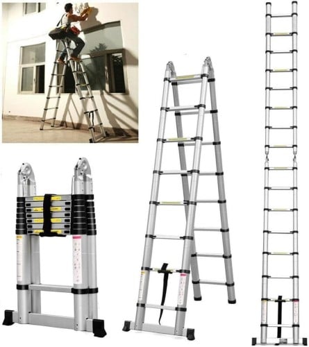 سلم المنيوم تلسكوب قابل للطي 4.4 متر