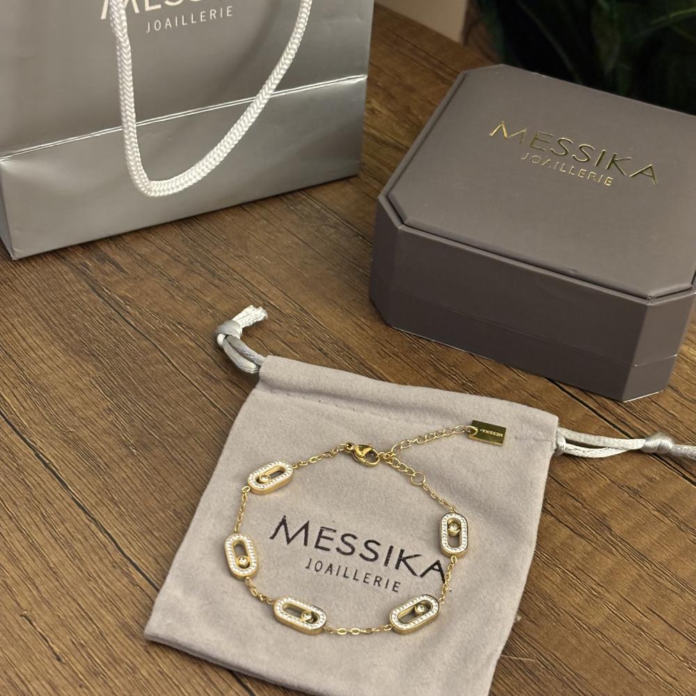 اسوارة ميسيكا نسائية فضي ماستر ستيل تصميم موف ثلاثي مرصع