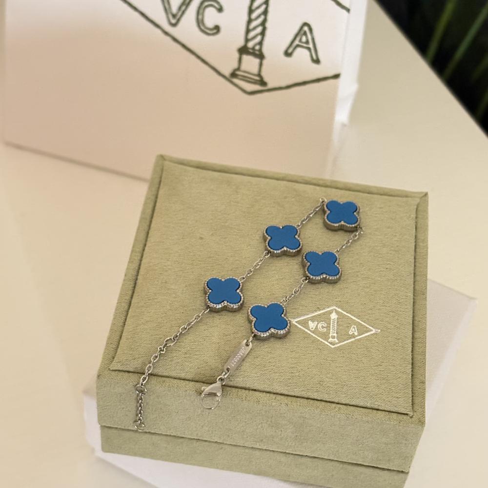 اسوارة فان كليف ازرق ذهبي انيق