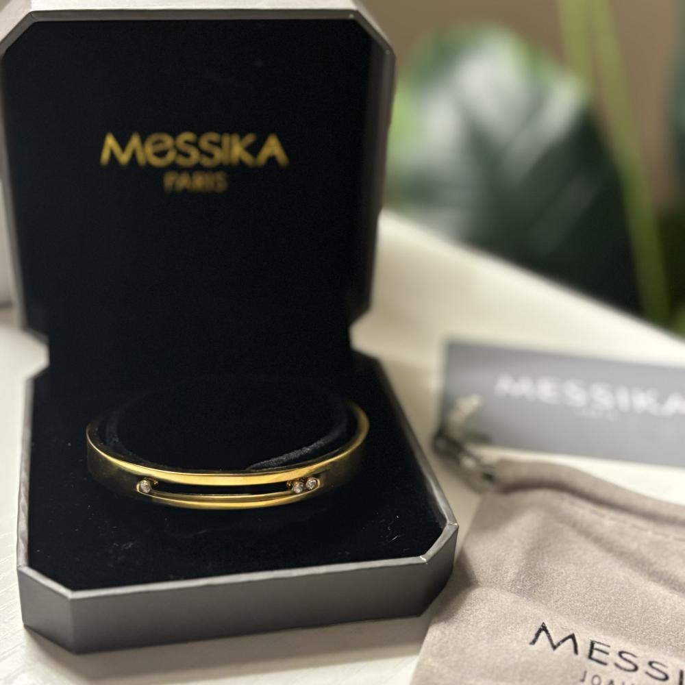 اسوارة ميسيكا نسائية صلبة ذهبي ستيل تصميم موف إطار سادة 3 فصوص