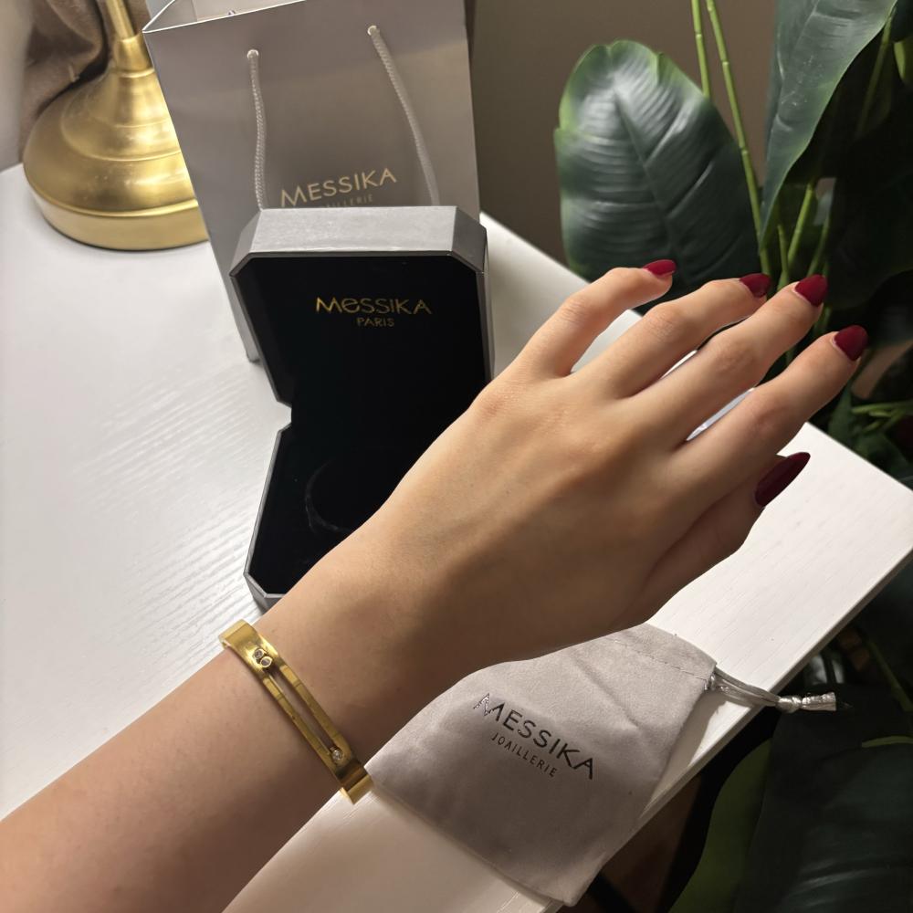 اسوارة ميسيكا نسائية صلبة ذهبي ستيل تصميم موف إطار سادة 3 فصوص