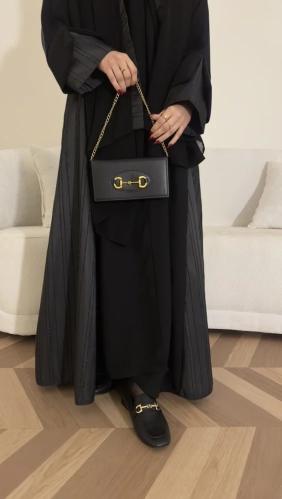 عباية سوداء قماش كريب كوري