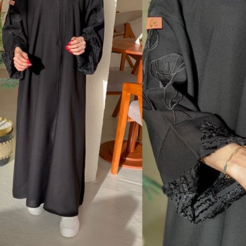 عباية اسود قماش(كريب)