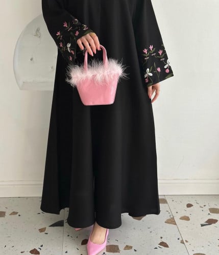 عباية سوداء قماش كريب