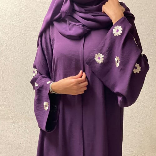 عبايه قماش كريب لون موف