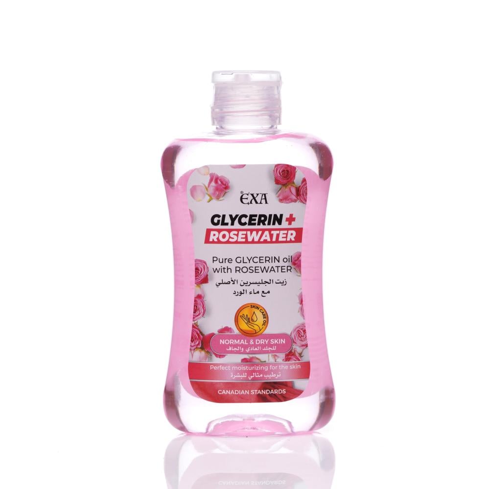 إكسا ماء الورد الطبيعي بزيت الجلسرين للجلد العادي والجاف - 200 مل