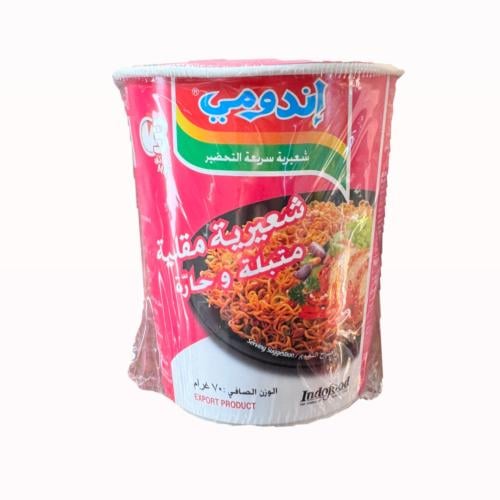 اندومي كاس وردي شعيرية متبلة حارة