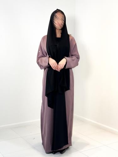 عباية دبل فيس لحمي وأسود