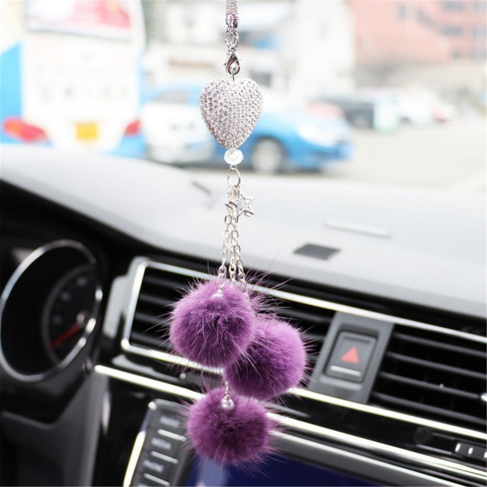Car mirror accessories, crystal heart with fur in bright colors are among  the most beautiful hanging interior accessories gifts for girls - Ajeeb  Ghareeb . Phones Tablet Games Electronics Tools ana Accessories