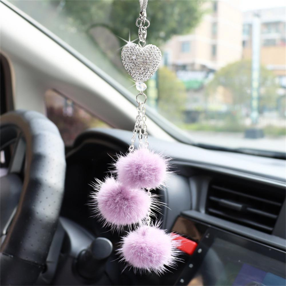 Car mirror accessories, crystal heart with fur in bright colors are among  the most beautiful hanging interior accessories gifts for girls - Ajeeb  Ghareeb . Phones Tablet Games Electronics Tools ana Accessories