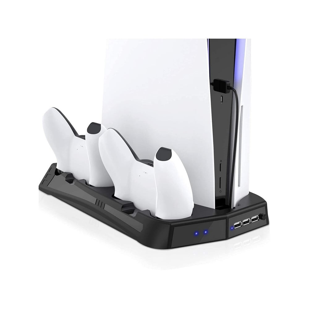 For PS5 UHD/DE Vertical Stand+Cooling Fan+Controller Charging Station+USB  Hub US