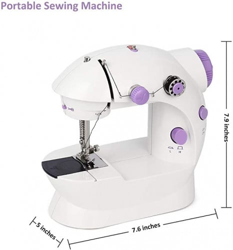 Mini Sewing Machine Portable Adjustable 2 Speed Double Thread with Foot  Pedal