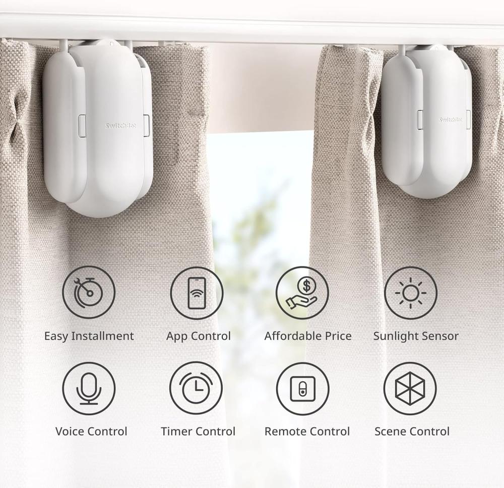 SwitchBot Curtain U Rail 2 – Smart Electric Curtain Motor with App, Timer & Voice Control
