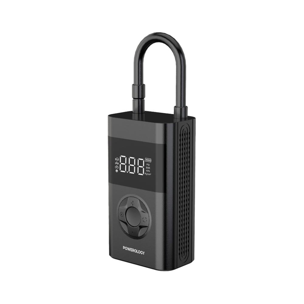 كمبروسر هواء محمول Powerology 4000mAh مع باور بانك وكشاف LED