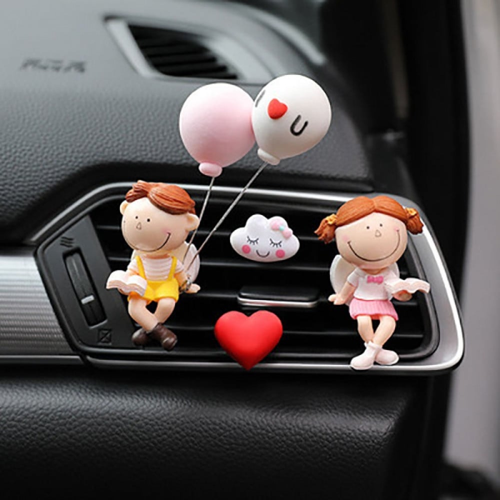 Cute Car Air Fresheners Vent Clip, Outlet Freshener Perfume Clip Aroma  Diffuser Decor, Lovely Couple Car Interior Accessories for Women & Girls,  Car