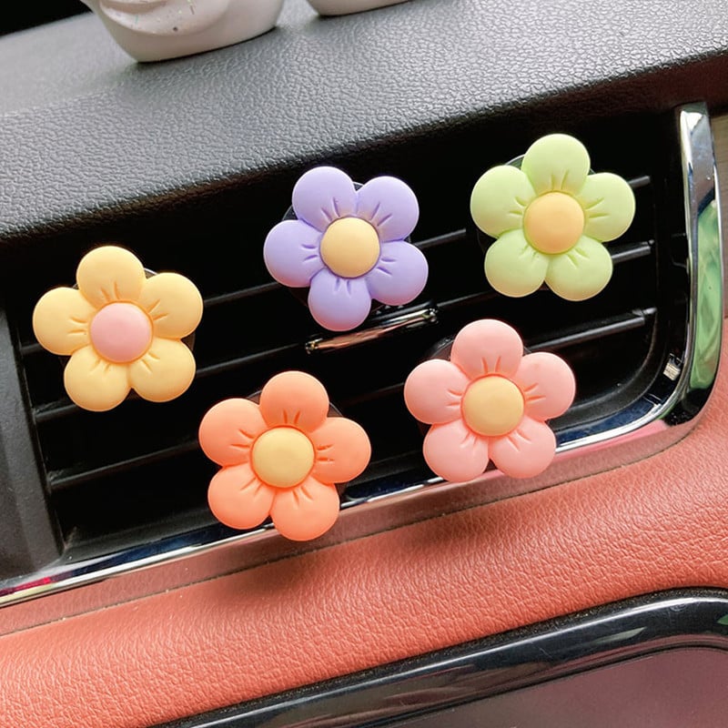6 Pcs Cute Flower Car Air Fresheners Vent Clips Interior Decor