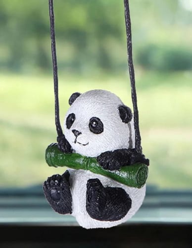 Cute Little Panda Car Interior Pendant Car Swing Straw Hat Panda Rearview  Mirror Hanging Ornament Car Interior Decoration Accessories, Quick &  Secure Online Checkout