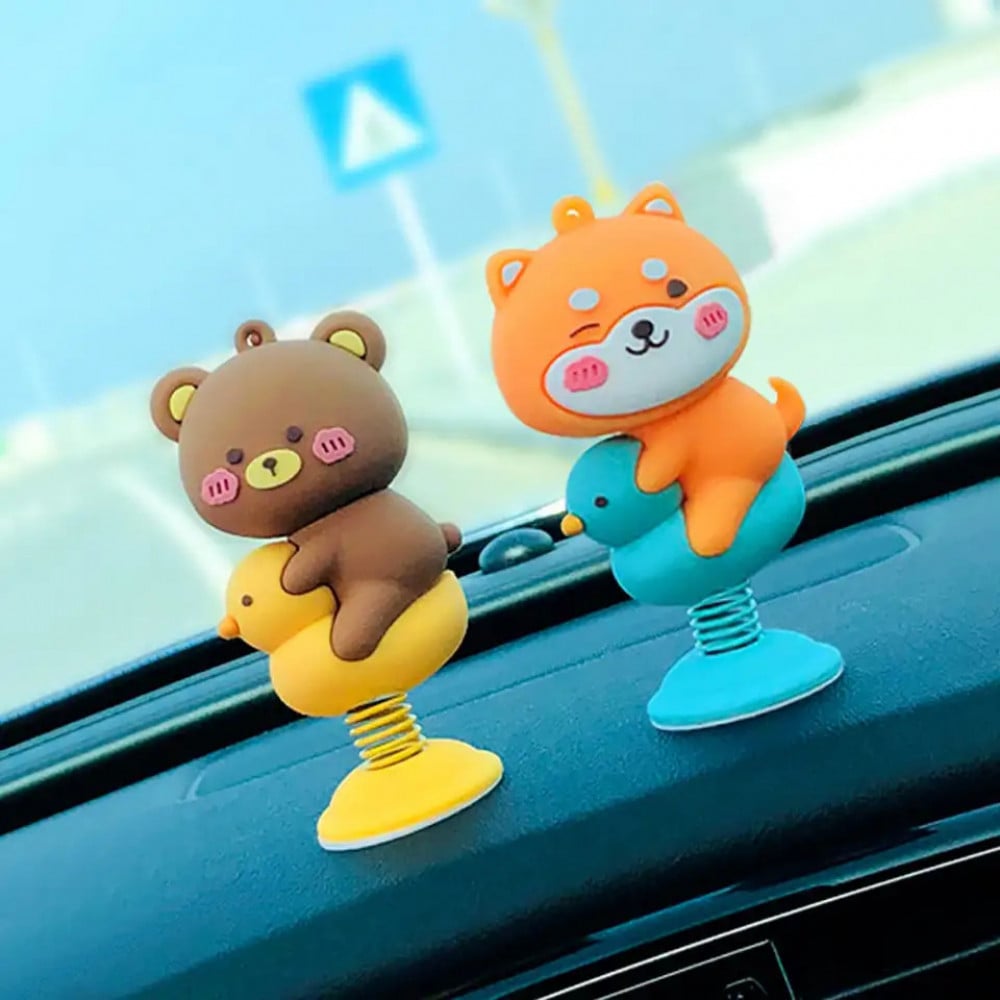 Cute Car Dashboard Decor: Animal Bobble head Spring Toys. PVC