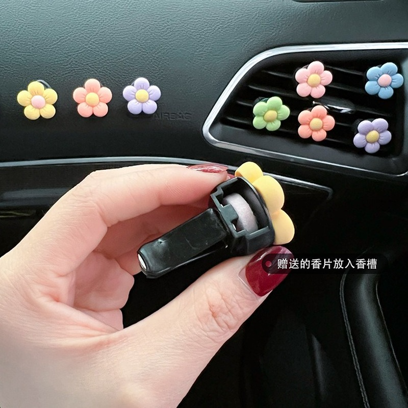 6pcs Cute Flower Car Air Freshener Vent Clips, Kawaii Flower Car