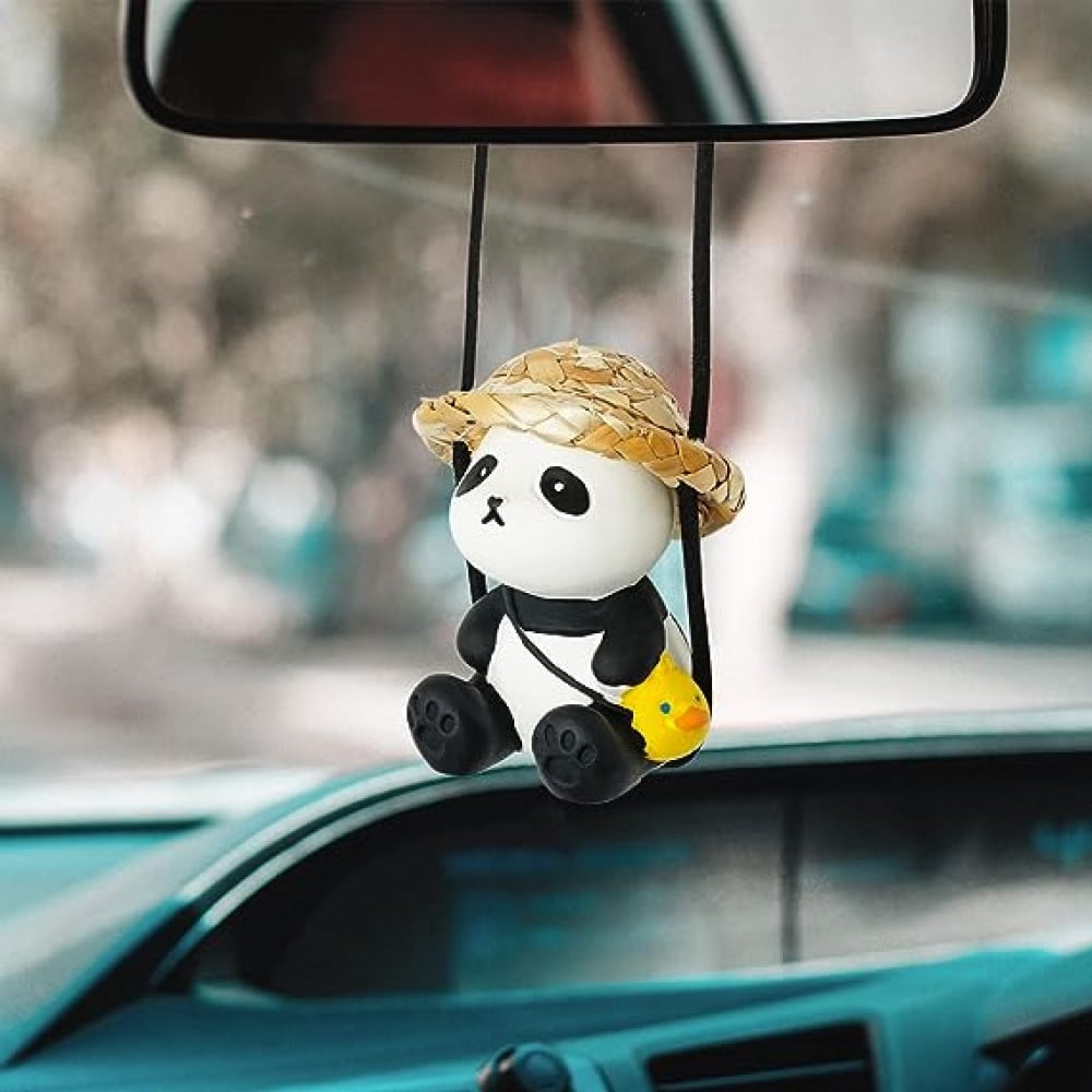 Cute Swinging Panda ,Car Mirror Accessories Small Panda Car Swing, Relaxing Vacation Panda Mirror Pendant, Car Decor. - Ajeeb Ghareeb . Phones Tablet Games Electronics Tools ana Accessories
