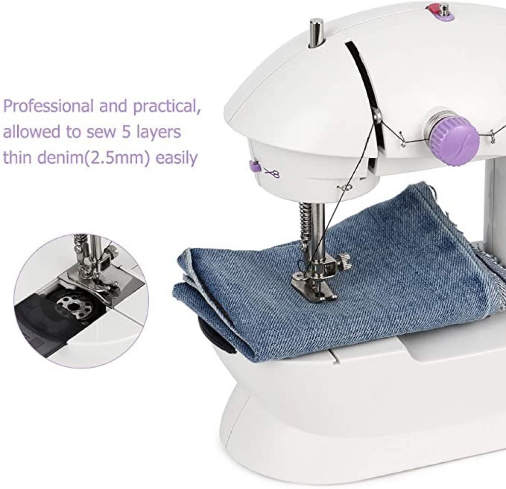 Mixfeer Mini Sewing Machine 2-Speed Double Thread with Lights and Cutter  Foot Pedal
