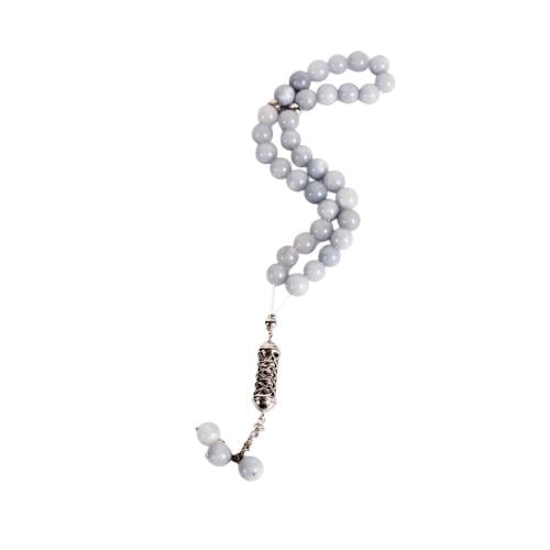 سبحه حجر طبيعي و شراب فضة عيار 925