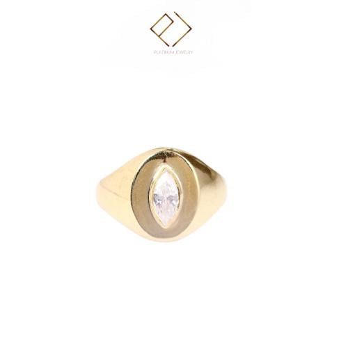 خاتم فضة مطلي ذهب و زركون