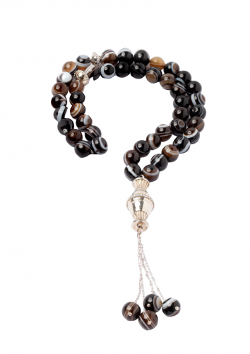 سبحة حجر طبيعي و شراب فضة