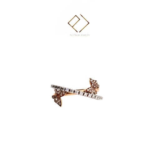 خاتم فراشة ذهب مرصع بحبات الالماس الصافي 345