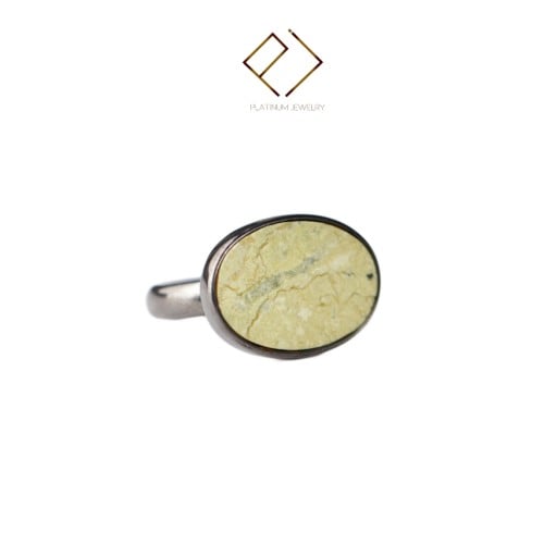 خاتم فضة عيار 925 و حجر طبيعي