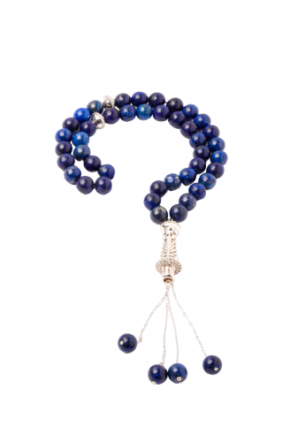 سبحة حجر لابيس و شراب فضة