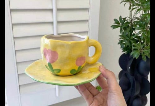 كوب فاخر مميز لون اصفر سعة 200 مل